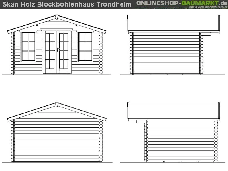 Skan Holz Blockbohlenhaus Trondheim Größe 1, 380 x 300 cm - Image 3