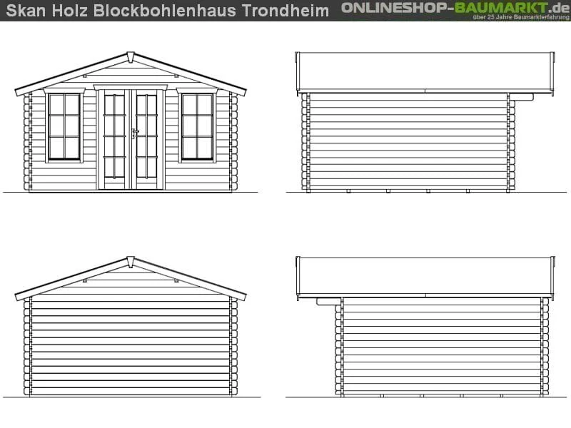 Skan Holz Blockbohlenhaus Trondheim Größe 2, 380 x 380 cm - Image 3