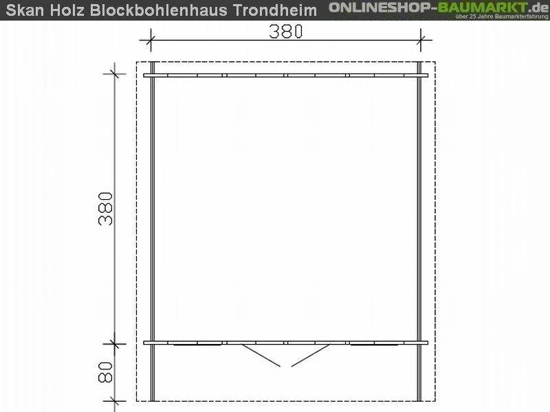 Skan Holz Blockbohlenhaus Trondheim Größe 2, 380 x 380 cm - Image 4