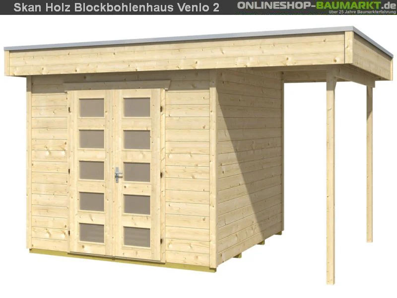 Skan Holz Blockbohlenhaus Venlo Größe 2 mit Schleppdach, 380 x 250 cm - Image 8