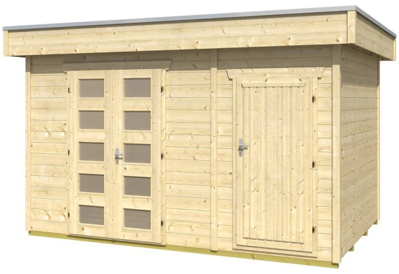 Skan Holz Blockbohlenhaus Venlo Größe 3 mit Abstellraum, 380 x 250 cm - Image 2
