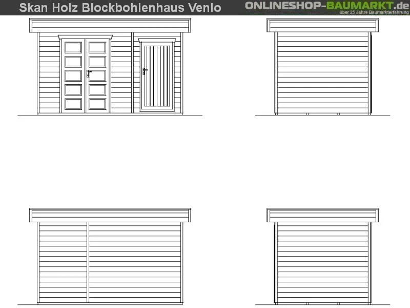 Skan Holz Blockbohlenhaus Venlo Größe 3 mit Abstellraum, 380 x 250 cm - Image 3