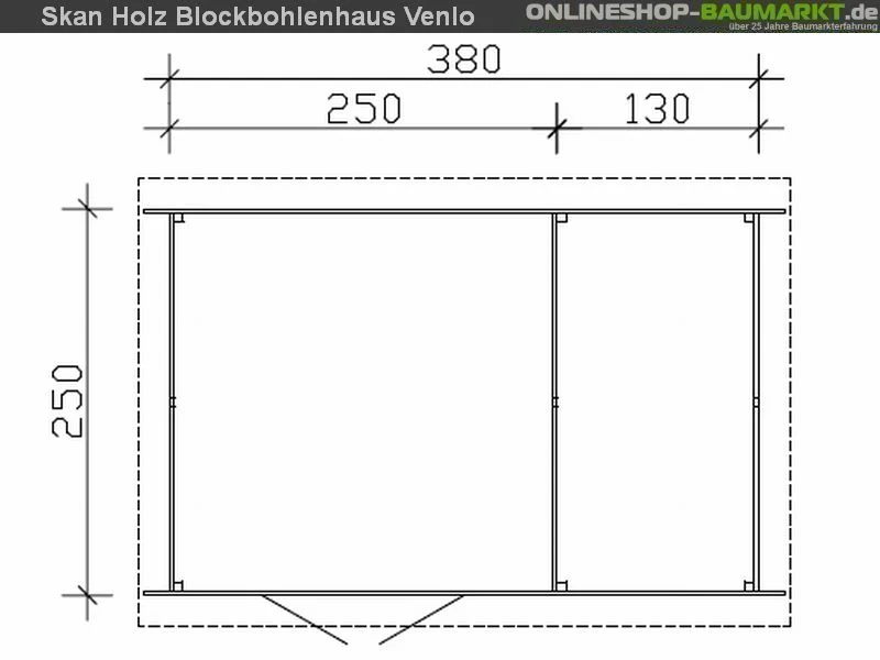 Skan Holz Blockbohlenhaus Venlo Größe 3 mit Abstellraum, 380 x 250 cm - Image 4