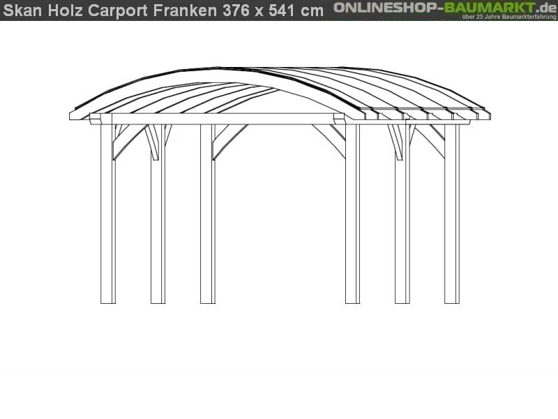Skan Holz Carport Franken 376 x 541 cm Leimholz - Image 3