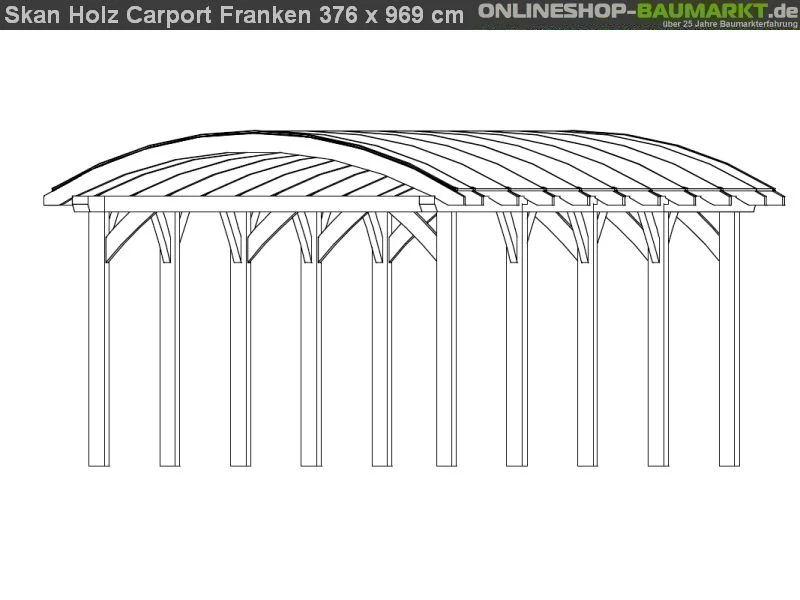 Skan Holz Carport Franken 376 x 969 cm Leimholz - Image 3