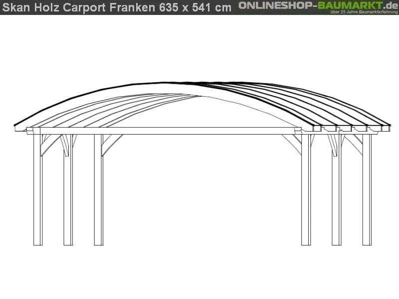 Skan Holz Carport Franken 635 x 541 cm Leimholz - Image 3