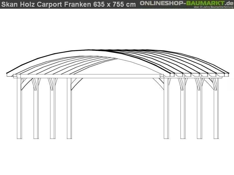 Skan Holz Carport Franken 635 x 755 cm Leimholz - Image 3