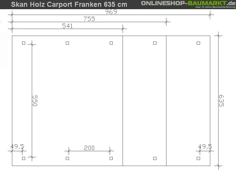 Skan Holz Carport Franken 635 x 755 cm Leimholz - Image 4