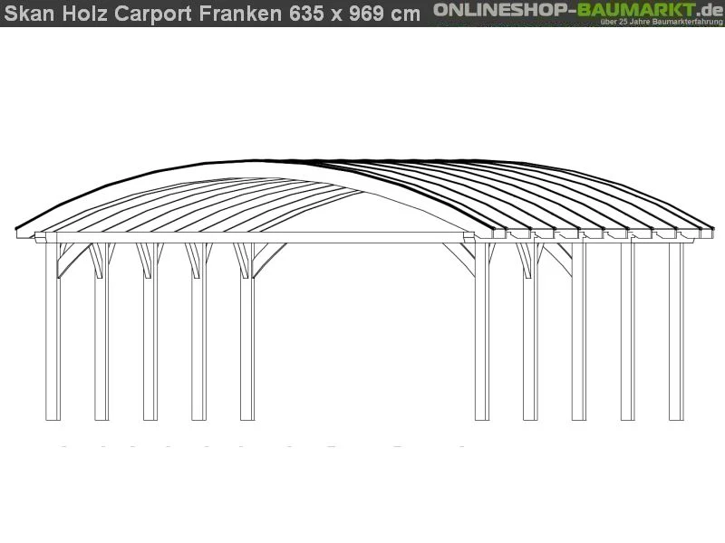 Skan Holz Carport Franken 635 x 969 cm Leimholz - Image 3