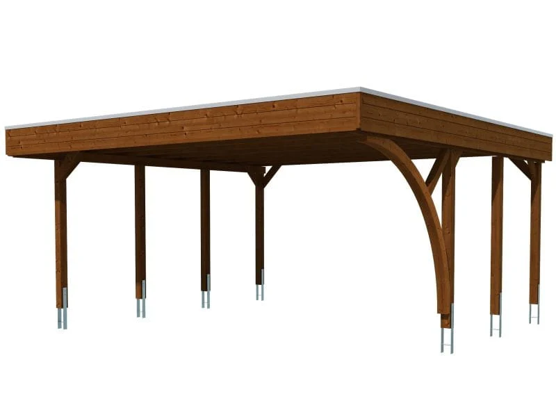 Skan Holz Carport Friesland Set 7 in nussbaum - Image 2