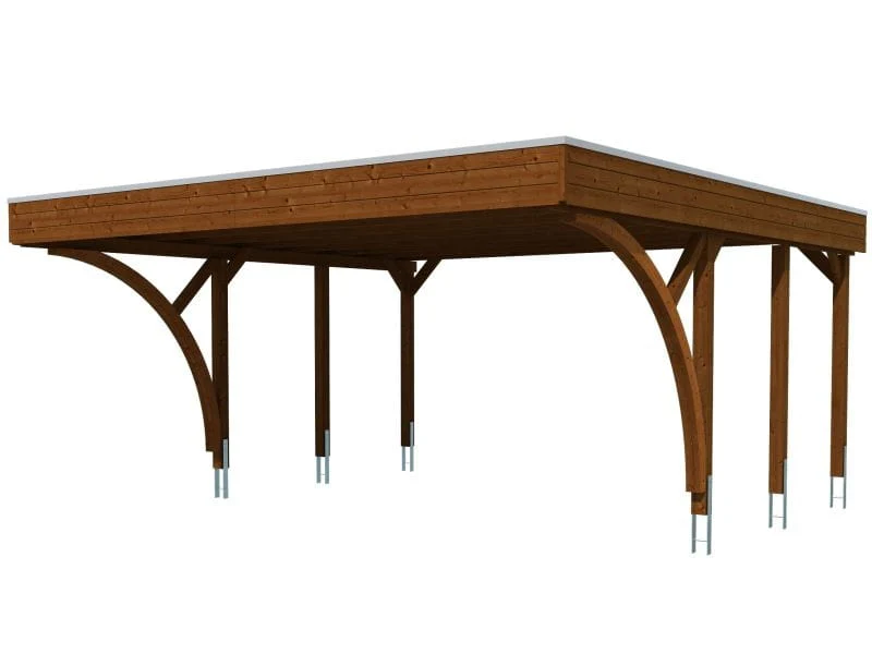Skan Holz Carport Friesland Set 8 in nussbaum - Image 2
