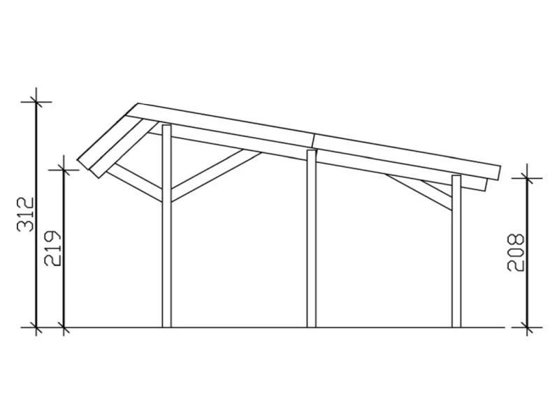 Skan Holz Carport Harz 321 x 560 cm mit roten Schindeln - Image 3