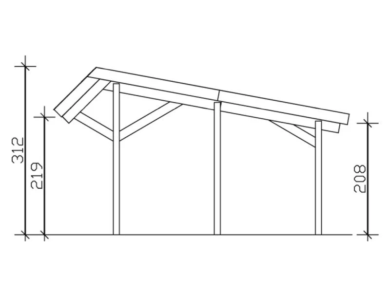 Skan Holz Carport Harz 321 x 560 cm mit schwarzen Schindeln - Image 3