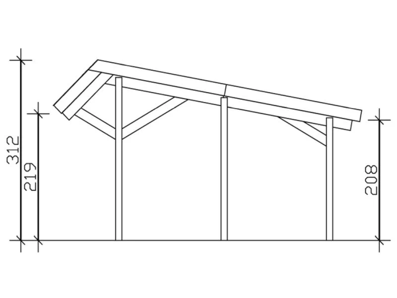 Skan Holz Carport Harz 624 x 560 cm mit roten Schindeln - Image 3
