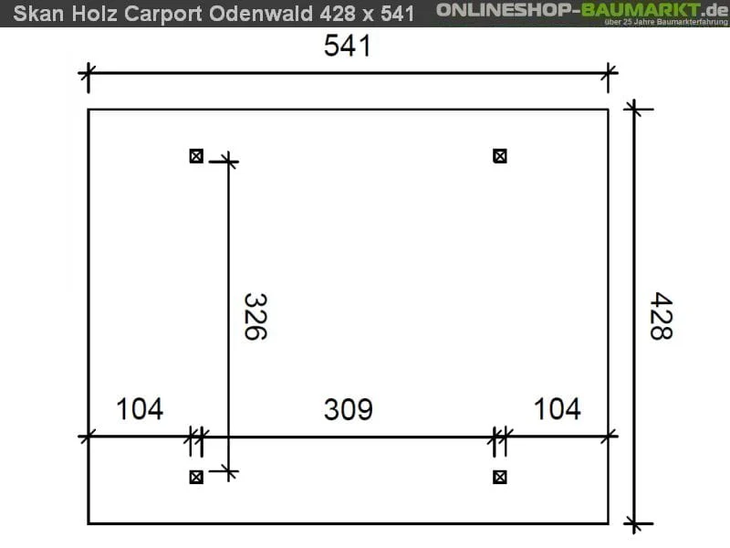 Skan Holz Carport Odenwald 428 x 541 cm Leimholz - Image 3