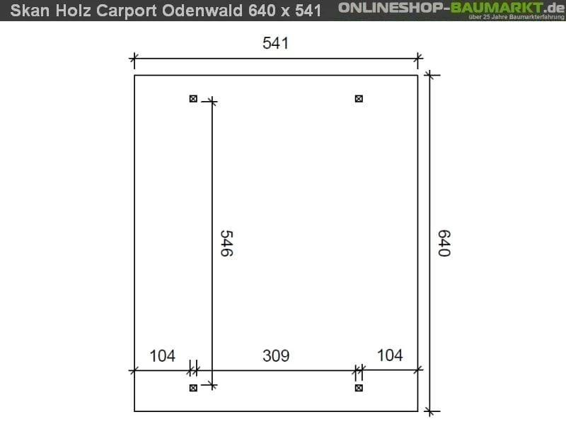 Skan Holz Carport Odenwald 640 x 541 cm Leimholz - Image 4