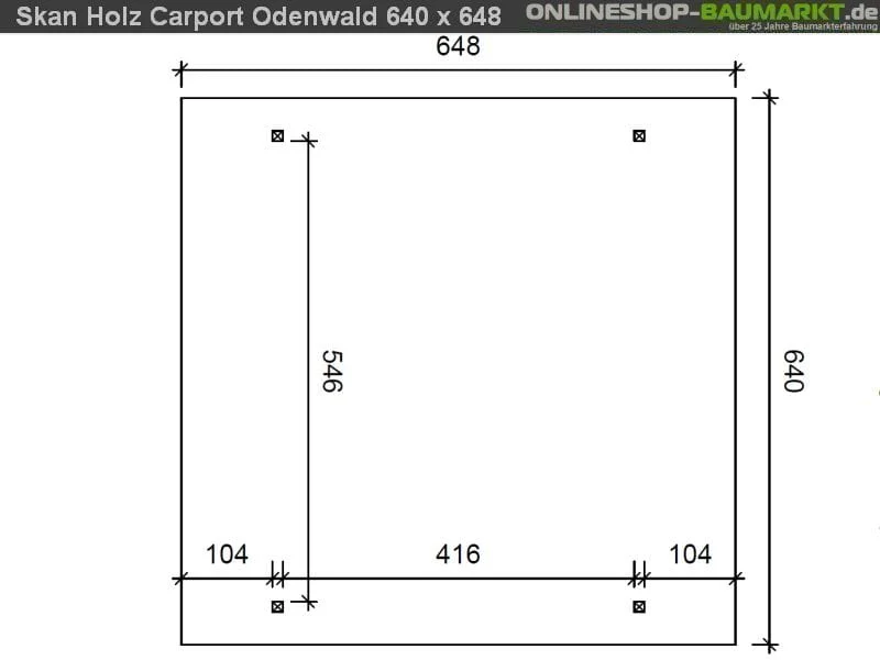 Skan Holz Carport Odenwald 640 x 648 cm Leimholz - Image 4