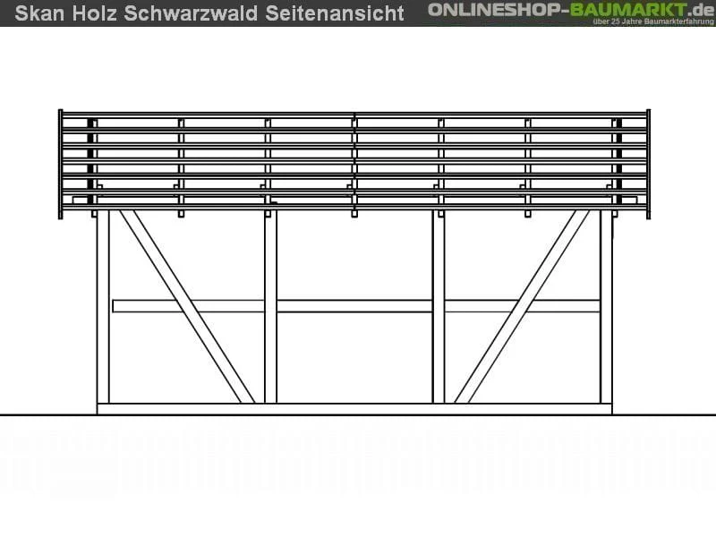 Skan Holz Carport Schwarzwald 424 x 600 cm mit Rückwand - Image 4