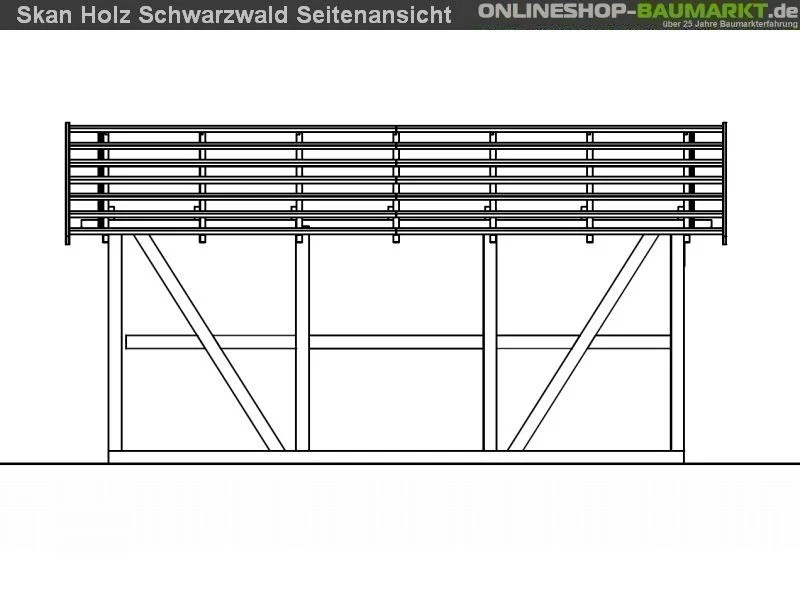 Skan Holz Carport Schwarzwald 424 x 600 cm mit Rückwand - Image 4