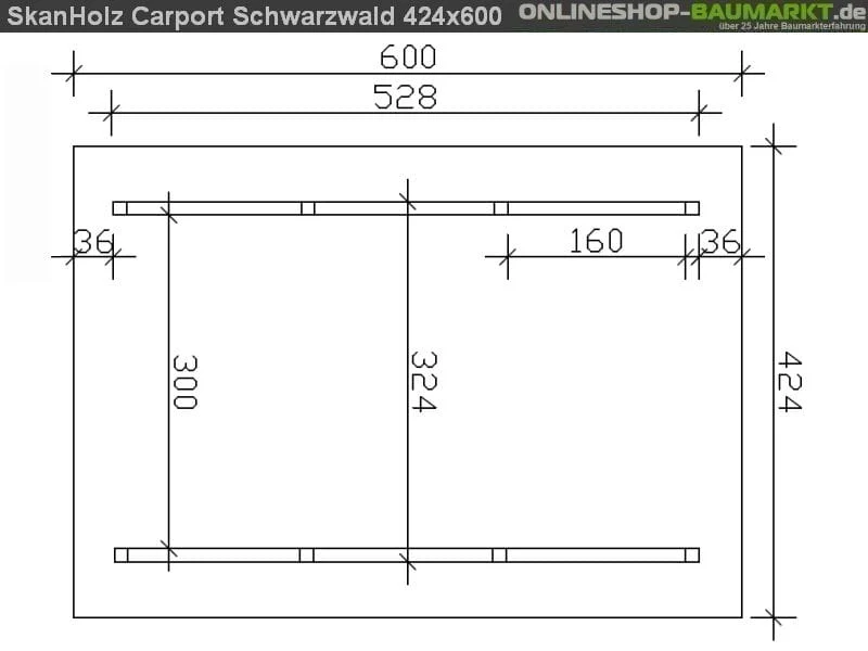 Skan Holz Carport Schwarzwald 424 x 600 cm mit Rückwand - Image 5