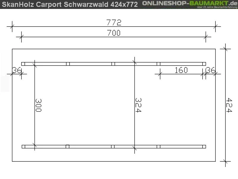 Skan Holz Carport Schwarzwald 424 x 772 cm - Image 4