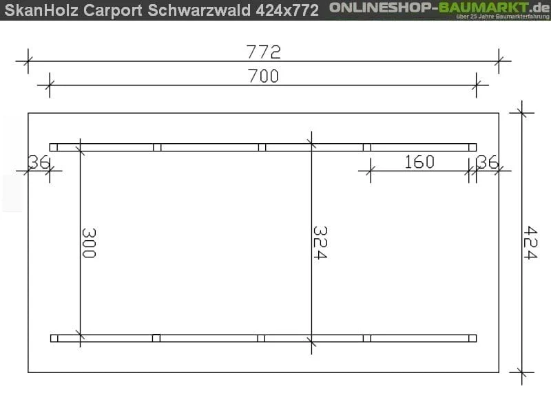 Skan Holz Carport Schwarzwald 424 x 772 cm mit Abstellraum - Image 5