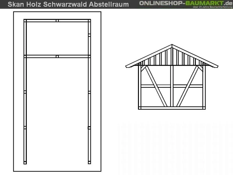 Skan Holz Carport Schwarzwald 424 x 772 cm mit Abstellraum - Image 6