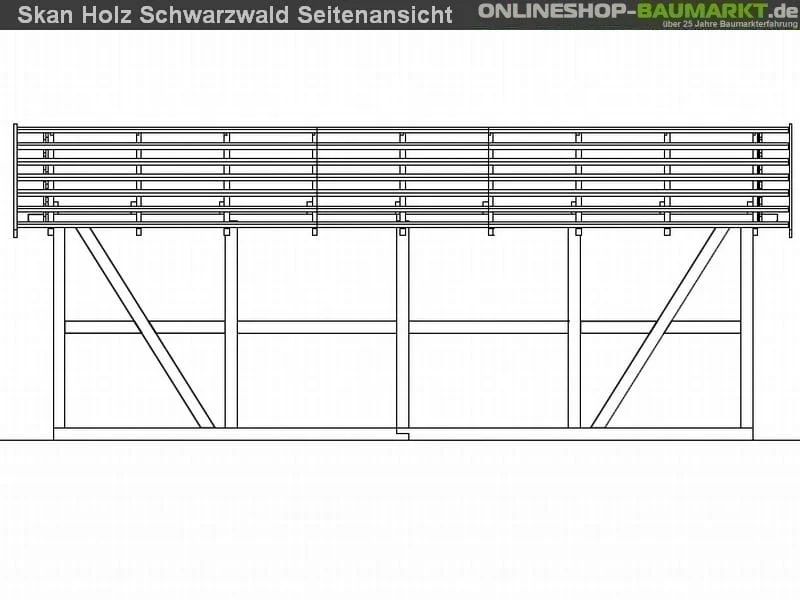 Skan Holz Carport Schwarzwald 424 x 772 cm mit Abstellraum - Image 4