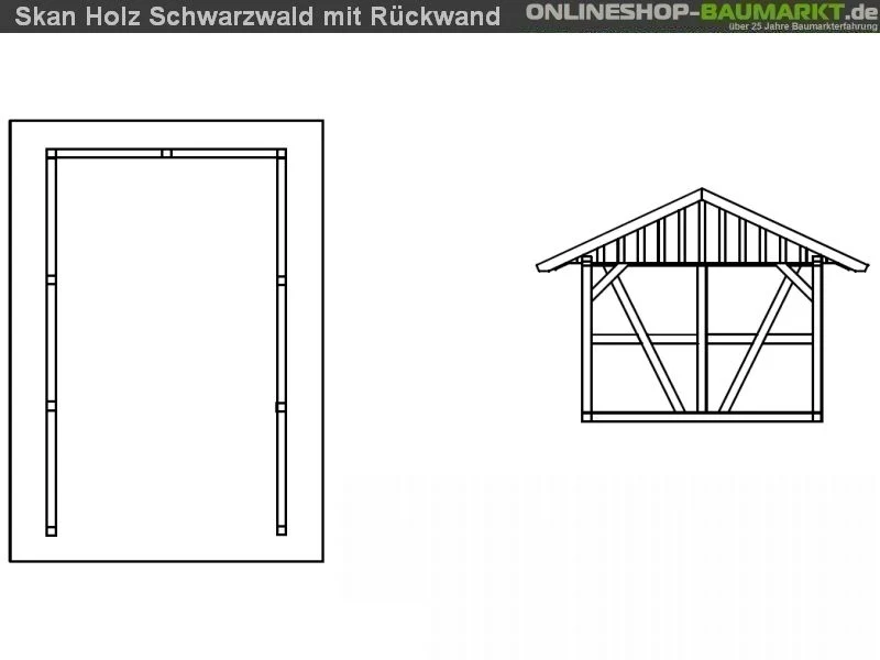 Skan Holz Carport Schwarzwald 424 x 772 cm mit Rückwand - Image 6