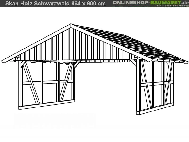 Skan Holz Carport Schwarzwald 684 x 600 cm - Image 3