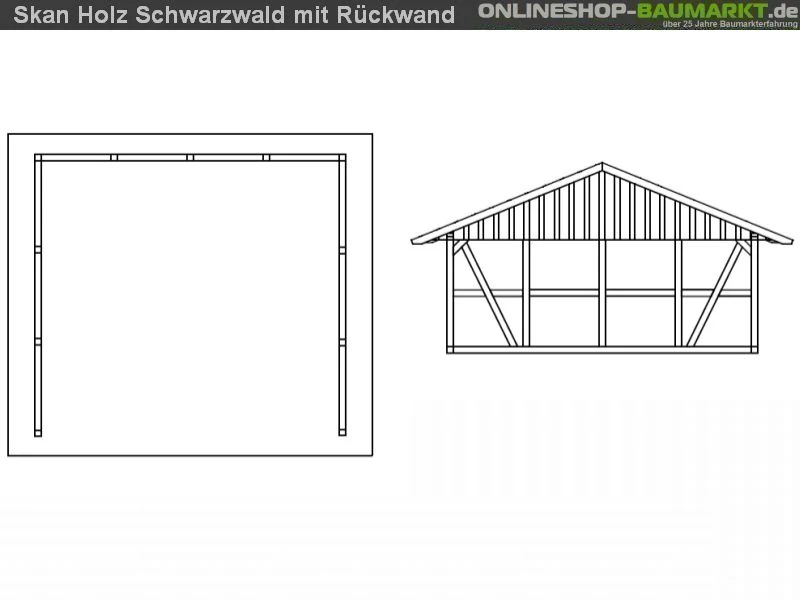 Skan Holz Carport Schwarzwald 684 x 600 cm mit Rückwand - Image 6