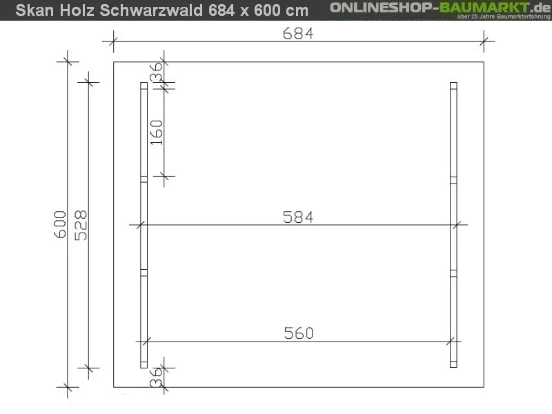 Skan Holz Carport Schwarzwald 684 x 600 cm mit Rückwand - Image 5