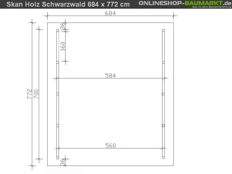 Skan Holz Carport Schwarzwald 684 x 772 cm mit Abstellraum - Image 4