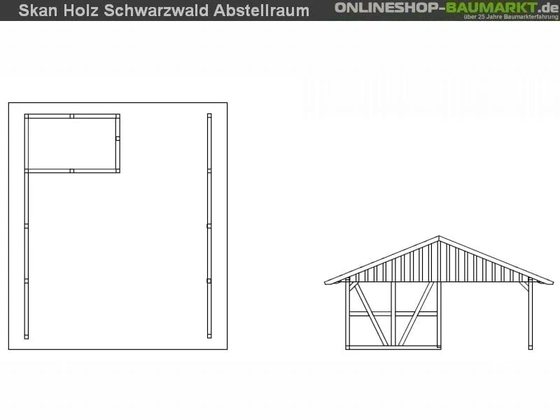 Skan Holz Carport Schwarzwald 684 x 772 cm mit Abstellraum - Image 5