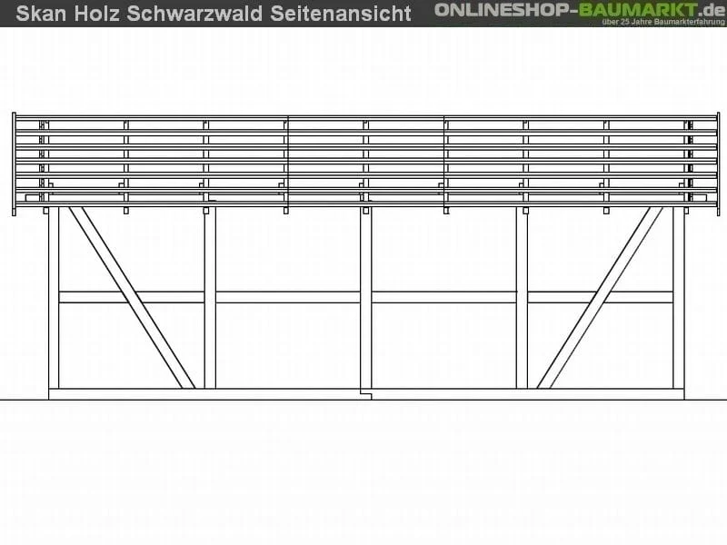 Skan Holz Carport Schwarzwald 684 x 772 cm mit Abstellraum - Image 3