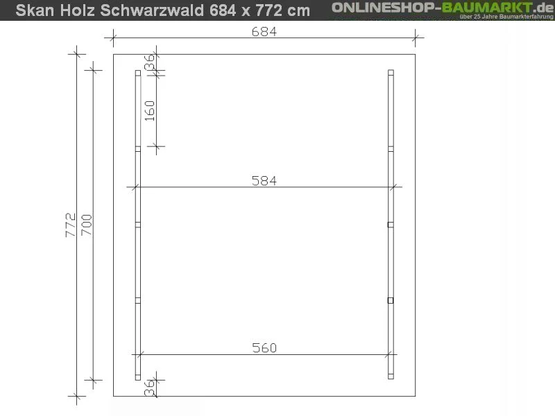 Skan Holz Carport Schwarzwald 684 x 772 cm mit Rückwand - Image 5