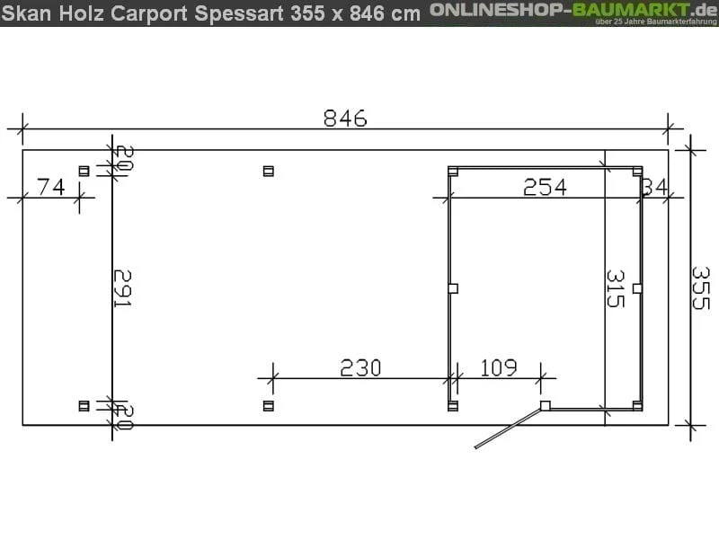Skan Holz Carport Spessart 355 x 846 cm Leimholz - Image 2