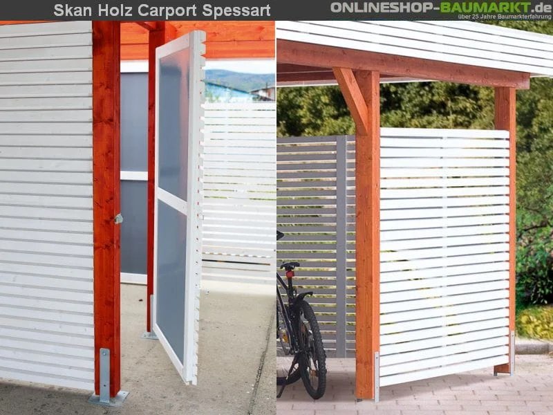 Skan Holz Carport Spessart 355 x 846 cm Leimholz mit Abstellraum - Image 7