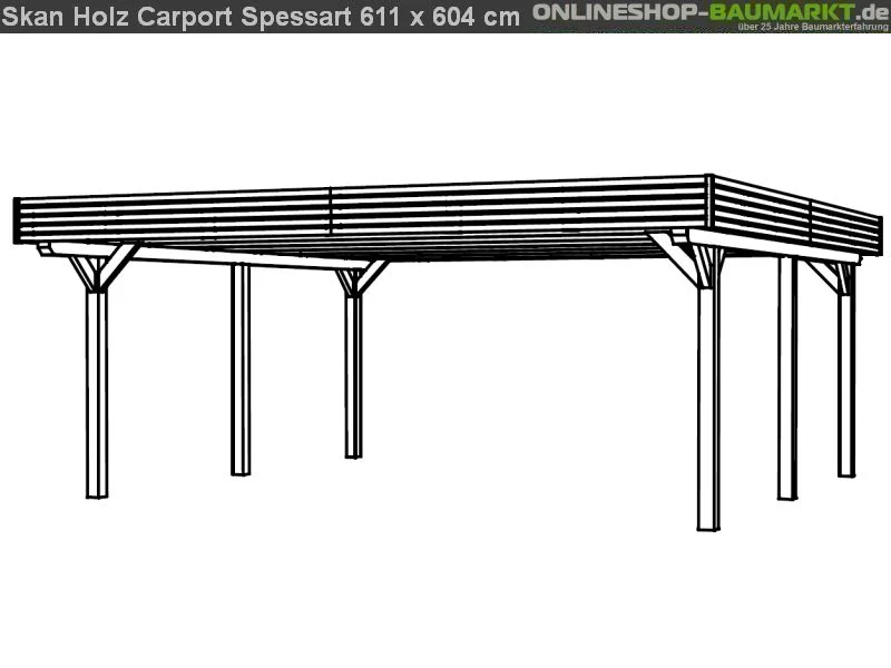 Skan Holz Carport Spessart 611 x 604 cm Leimholz - Image 2