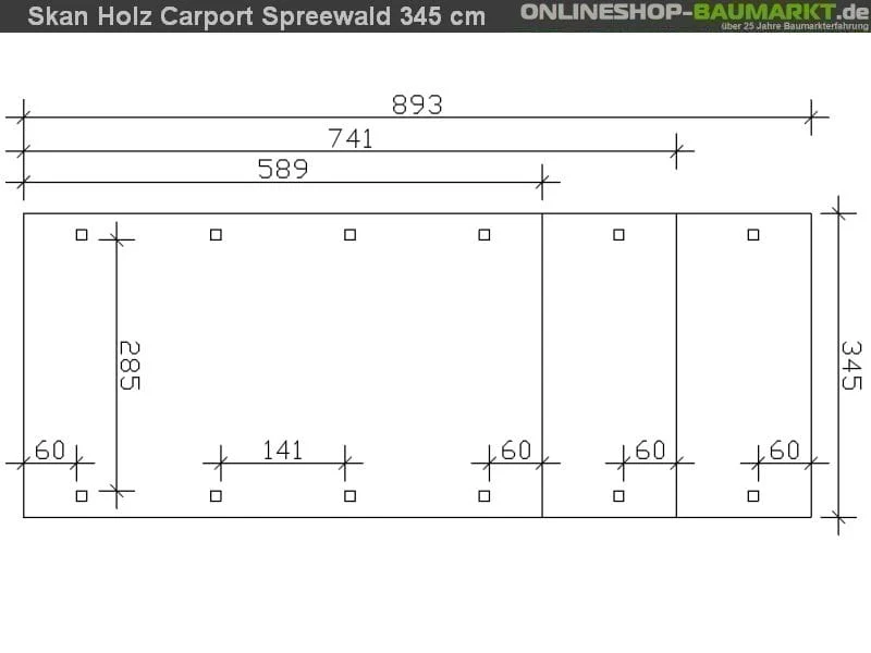 Skan Holz Carport Spreewald 345 x 589 cm mit roter Blende - Image 5