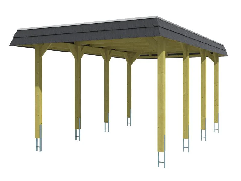 Skan Holz Carport Spreewald 345 x 589 cm mit schwarzer Blende - Image 2