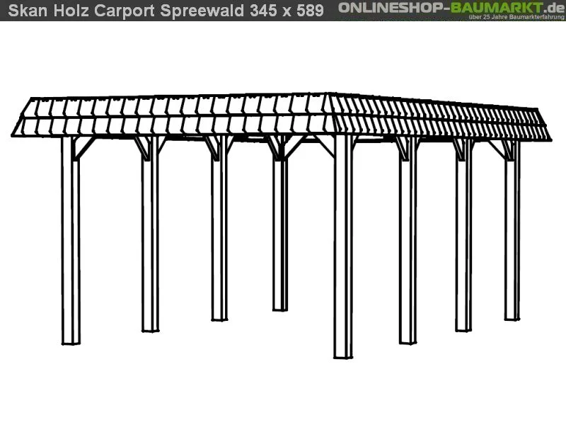 Skan Holz Carport Spreewald 345 x 589 cm mit schwarzer Blende - Image 4
