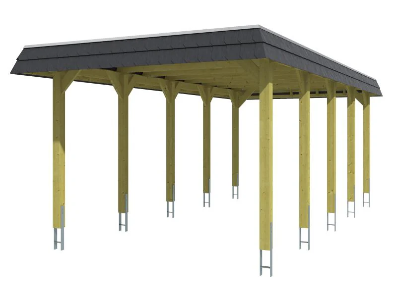 Skan Holz Carport Spreewald 345 x 741 cm mit schwarzer Blende - Image 2