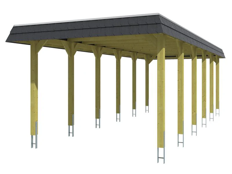 Skan Holz Carport Spreewald 345 x 893 cm mit schwarzer Blende - Image 2