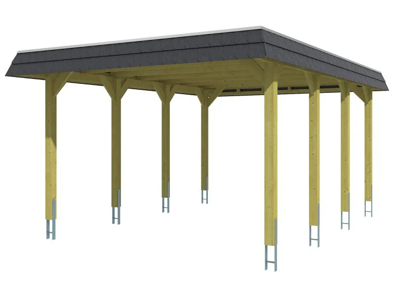 Skan Holz Carport Spreewald 396 x 589 cm mit schwarzer Blende - Image 2