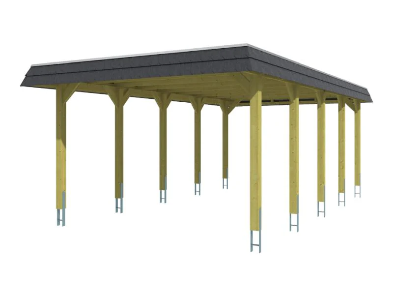 Skan Holz Carport Spreewald 396 x 741 cm mit schwarzer Blende - Image 2