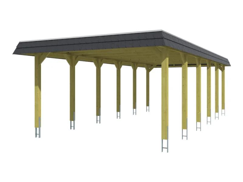 Skan Holz Carport Spreewald 396 x 893 cm mit schwarzer Blende - Image 2