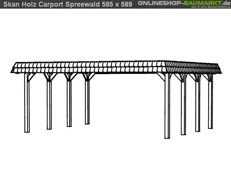 Skan Holz Carport Spreewald 585 x 589 cm mit roter Blende - Image 4