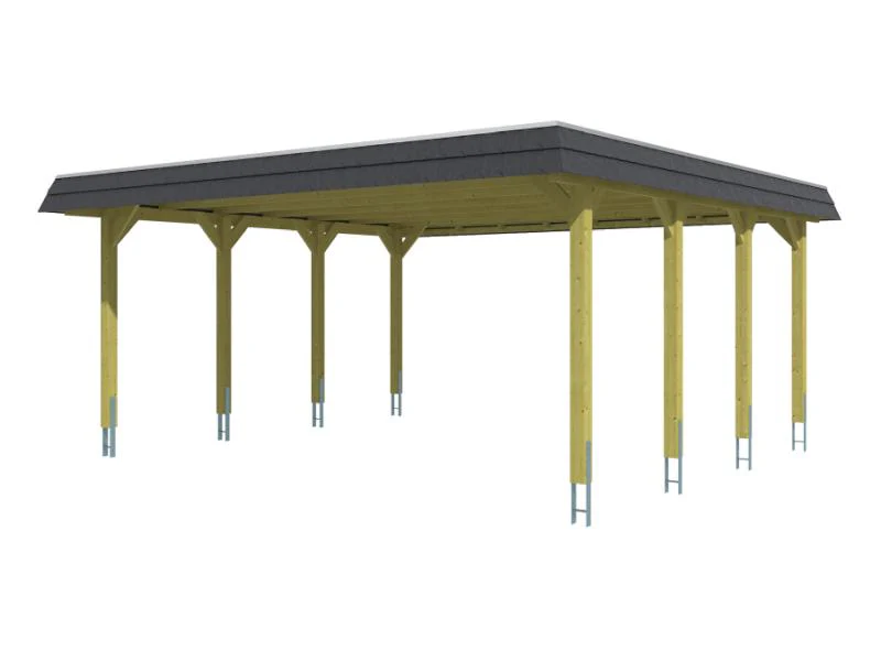 Skan Holz Carport Spreewald 585 x 589 cm mit schwarzer Blende - Image 2