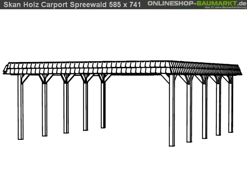 Skan Holz Carport Spreewald 585 x 741 cm mit roter Blende - Image 4